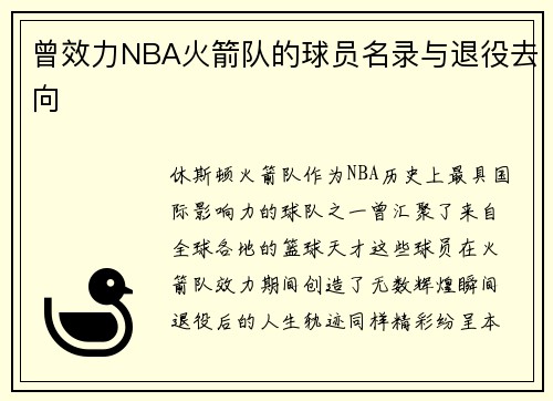 曾效力NBA火箭队的球员名录与退役去向